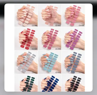 12pcs Simple Series Self-Adhesive Nail Stickers – Solid Color & Gradient Full Nail Set for Daily & Party Use