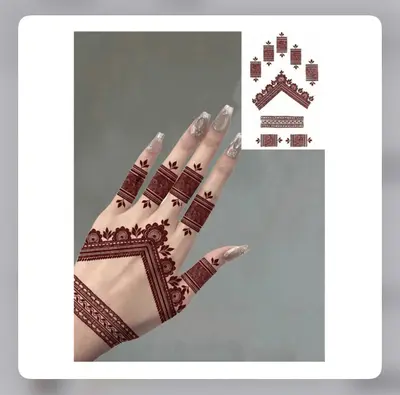 3 Sheets Waterproof Red Ink Henna Hand Tattoo Stickers – Temporary Brown & Red Henna Tattoo Kit for Women