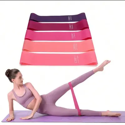 5-Piece Yoga Resistance Band Set – Multicolor – 5 to 40 lbs