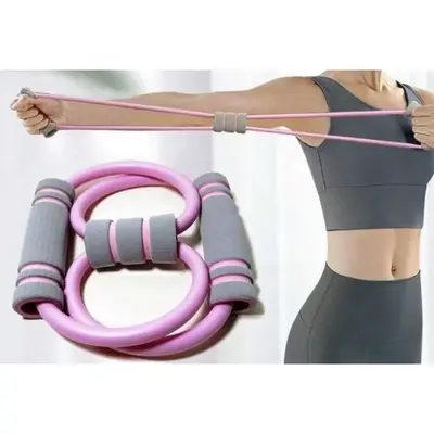 8-Shaped Elastic Resistance Tension Band – Baby Pink