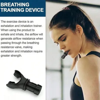 Adjustable Resistance Breathing Trainer – Lung Capacity & Fitness Exerciser, Portable Breathing Device (Black)