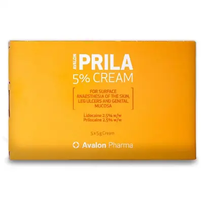 Avalon Prila 5% Topical Anesthetic Cream – 5 Tubes × 5g