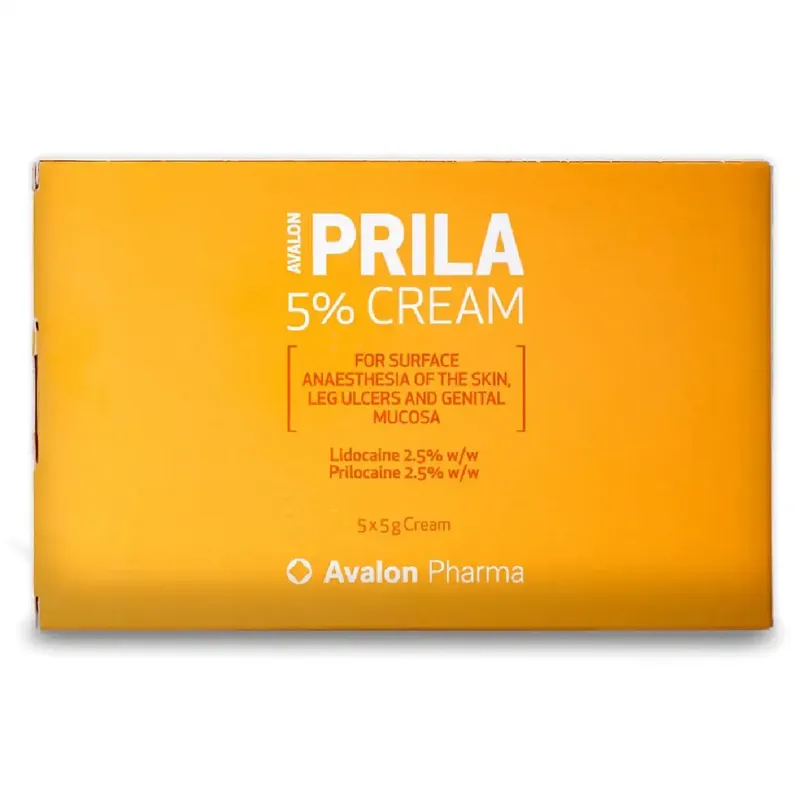 Avalon Prila 5% Topical Anesthetic Cream – 5 Tubes × 5g