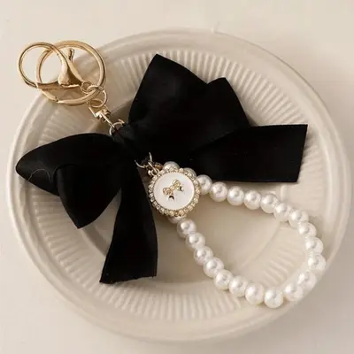 Black and Pearl Bag Charm