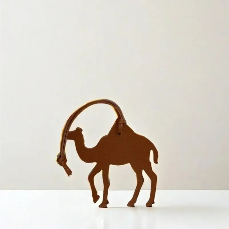 Camel-Shaped Leather Bag Charm – Brown
