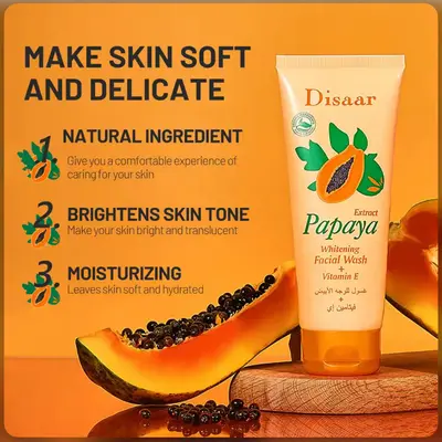 Disaar Papaya Extract Whitening Facial Wash with Vitamin E – 100g