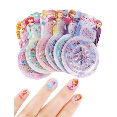 Disney Princess & Frozen Kids Nail Sticker Set – With Rhinestones