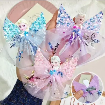 Frozen Inspired Elsa Fairy Wings Butterfly Tulle Hair Clips Set 3Pcs