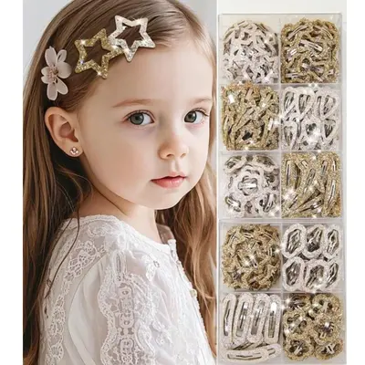 Glitter Hair Clips Set for Girls – Stars, Hearts & Shapes Assortment