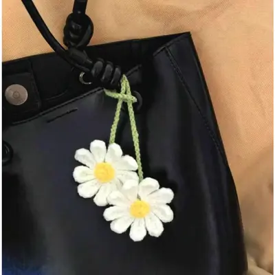 Handmade Crochet Daisy Bag Charm