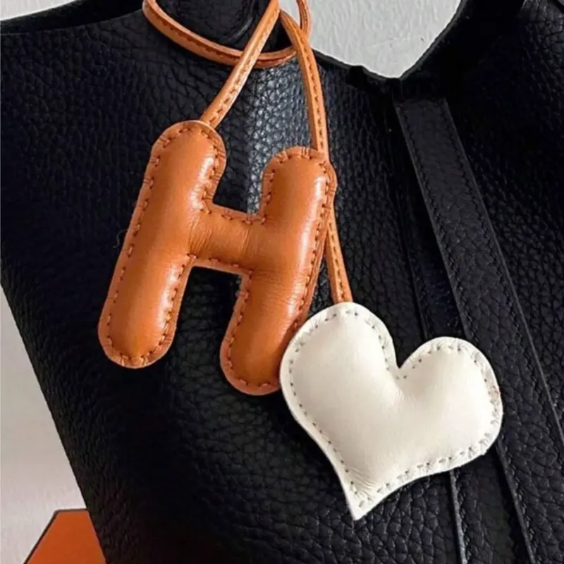 Leather Letter "H" & Heart Bag Charm