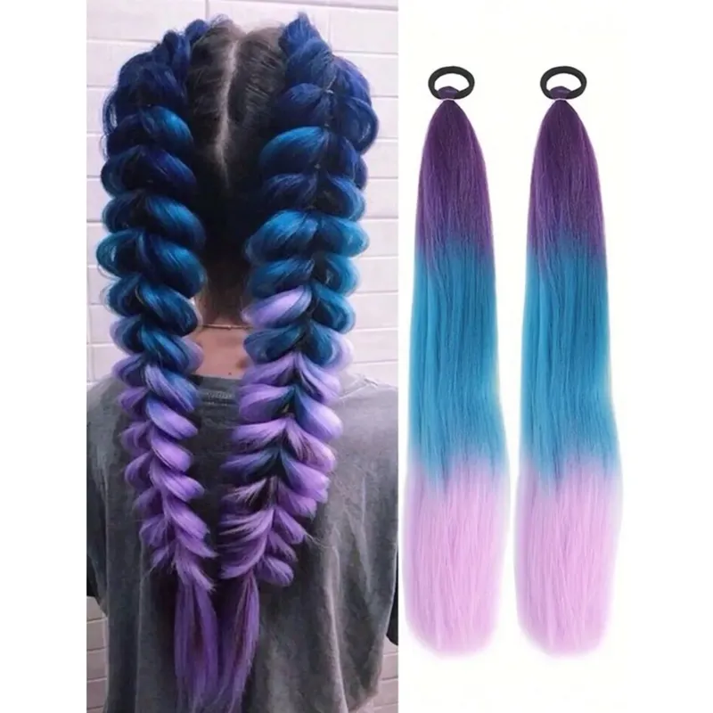 Ombre Braiding Hair Extensions – Purple, Blue & Pink Gradient (2-Pack)