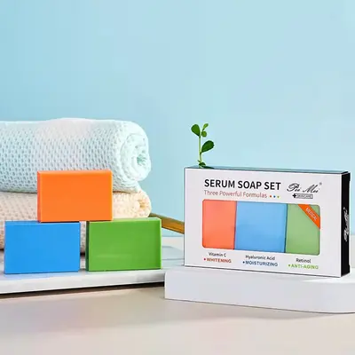Peimei 3pcs Solid Serum Soap Set – Vitamin C, Hyaluronic Acid & Retinol
