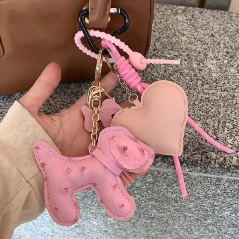 Pink Dog & Heart Bag Charm Set