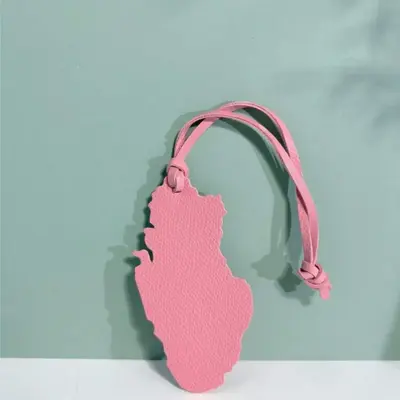 Qatar Map Leather Bag Charm – Pink