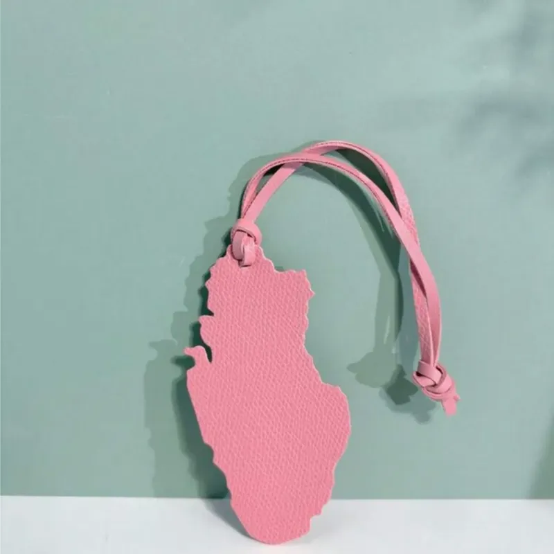 Qatar Map Leather Bag Charm – Pink