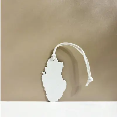 Qatar Map Leather Bag Charm – White