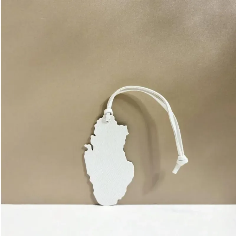 Qatar Map Leather Bag Charm – White