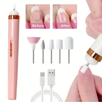 Rechargeable 5 In 1 Home Electric Nail Polisher Pen – Portable Nail Grinder Low Noise Professional Manicure Pedicure Set