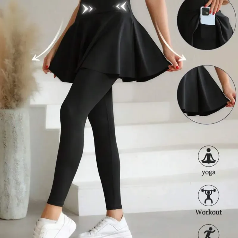 Women’s Black Skort – For Yoga, Pilates & Tennis (Size L)