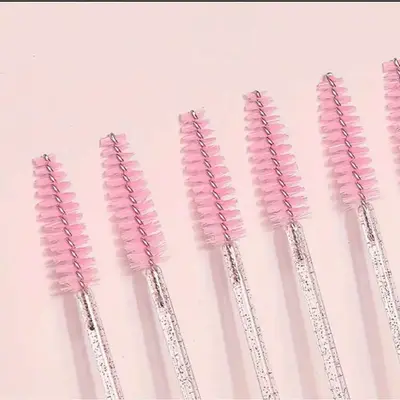 50 PCS Eyelash Brushes (Mascara Wands) – With Container – Pink Color