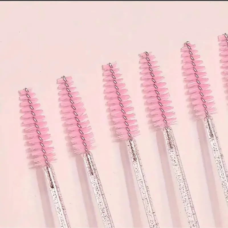 50 PCS Eyelash Brushes (Mascara Wands) – With Container – Pink Color