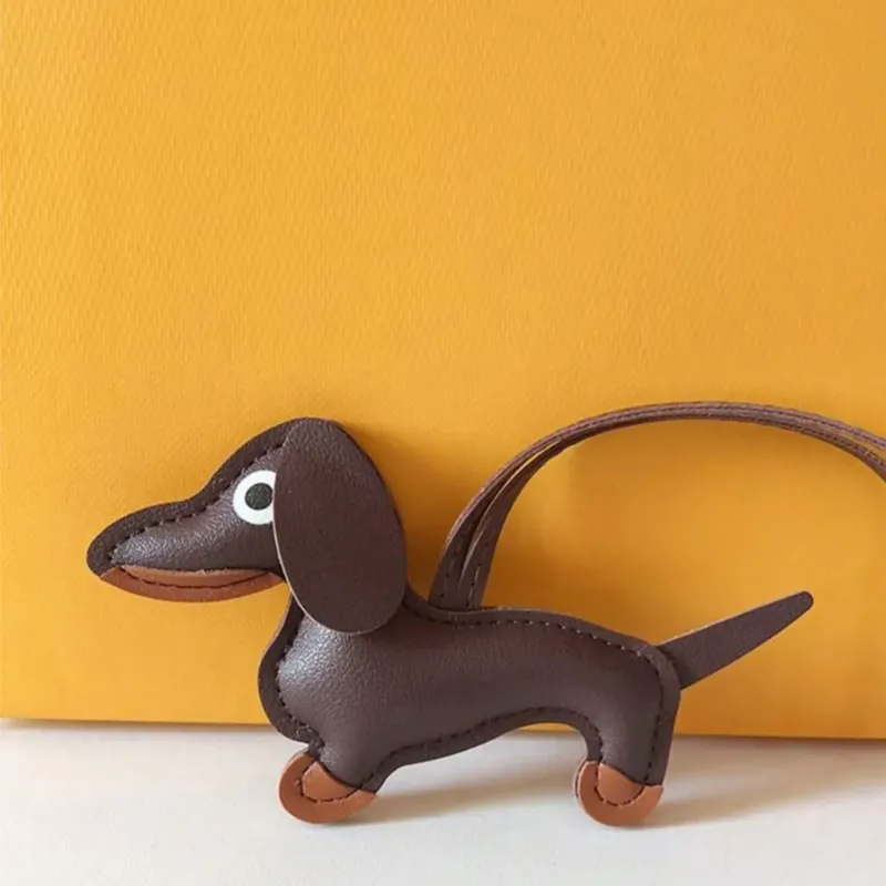 Dachshund Dog Leather Bag Charm – Brown