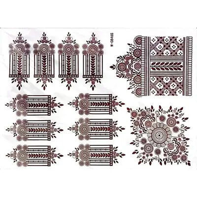 Henna Tattoo Stickers Sheet - 12 Shapes - W-0846S