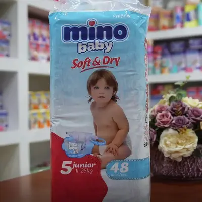 Mino Baby Diapers -48 Pcs - Soft & Dry – Size 5 (X-Large, 11–25 Kg)
