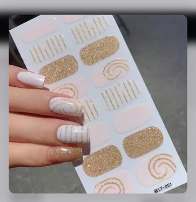 New Stylish Element Nail Stickers – Gold Color 1 pc