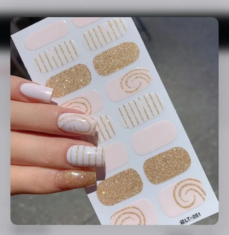 New Stylish Element Nail Stickers – Gold Color 1 pc