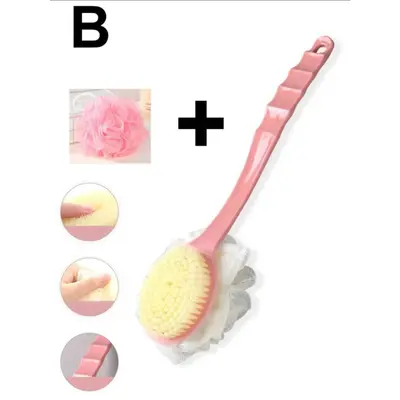 pc Pink Long-Handled Shower Brush – Multi-Purpose Exfoliating Scrub Brush for Shower, Storage & More