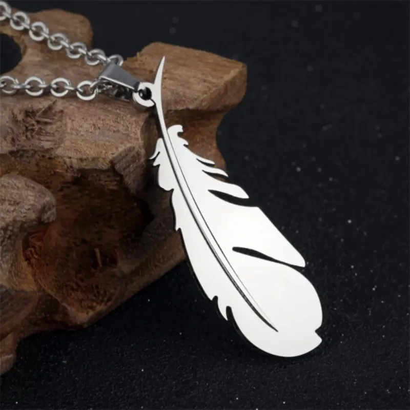 Peacock Feather & Fallen Angel Wings Necklace – Stainless Steel