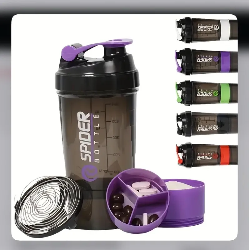 Protein Shaker Cup , 5 Layers , 500 Ml - Purple Color