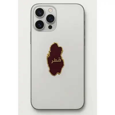 Qatar Red Map 3D High Quality Metal Sticker for Mobile Phones & Laptops