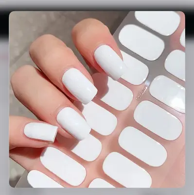 Soft Gel UV Nail Stickers – 1 Piece (16 Stickers) – White Color