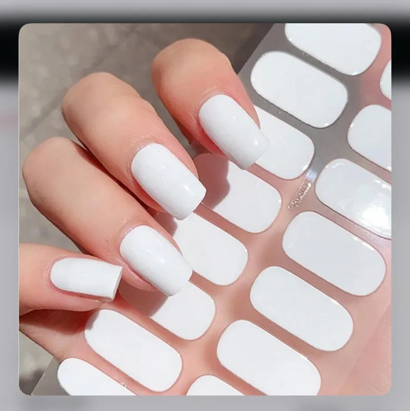 Soft Gel UV Nail Stickers – 1 Piece (16 Stickers) – White Color