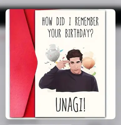 Unagi Theme Funny Happy Birthday Greeting Card – 1pc Premium Paper – Humorous Universal Birthday Card for Men, Women, Family & Friends