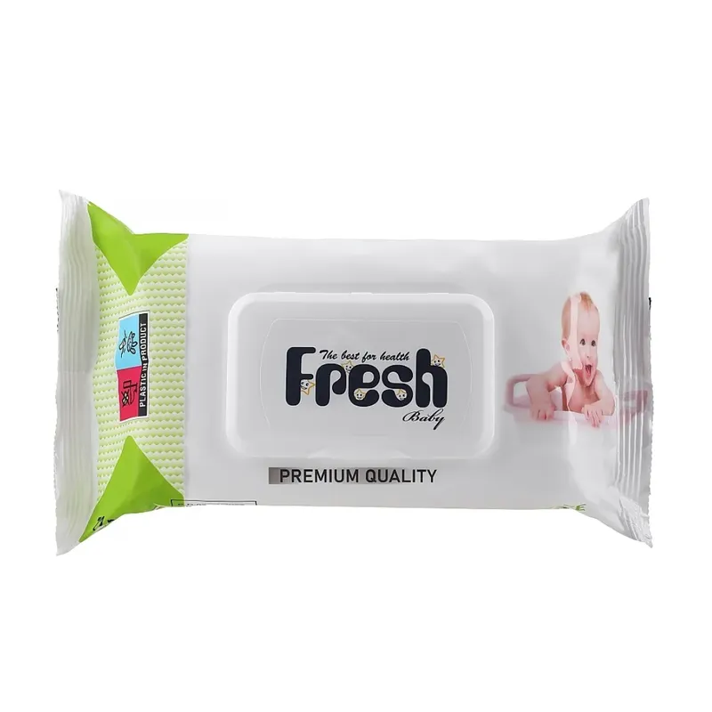 Wet Wipes, green, with flap, 72 pcs