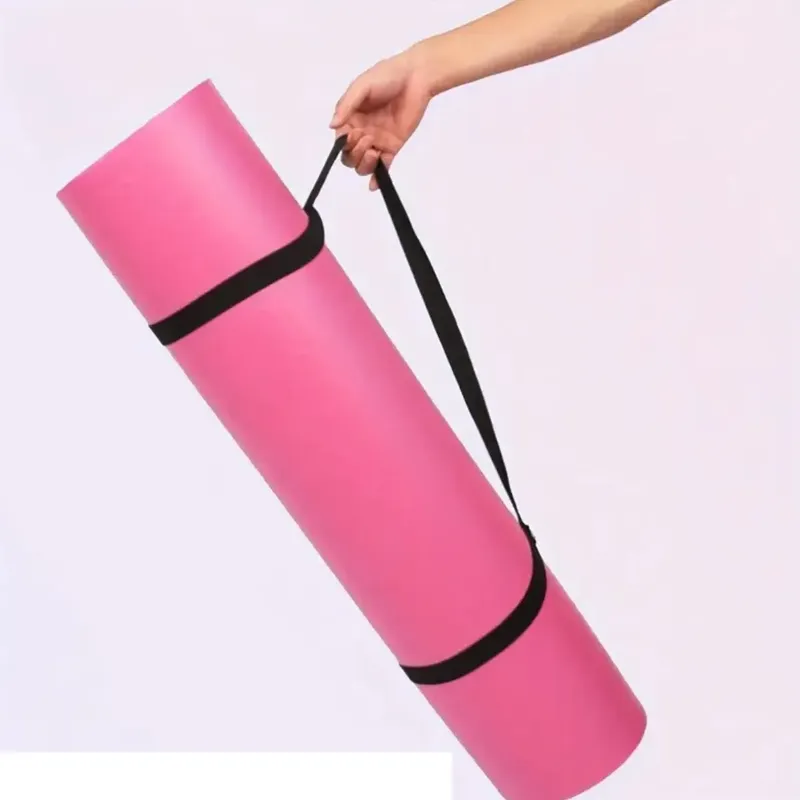 Yoga & Pilates Mat pink with black strap , black band
