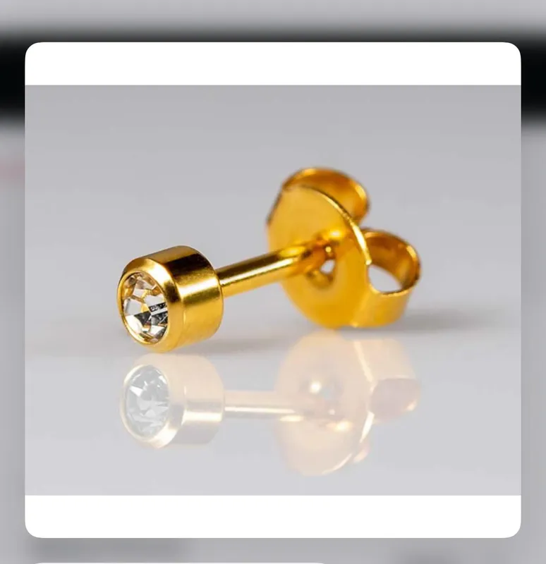 Medical Earnings Cafron , 4mm Regular Size , White Gem