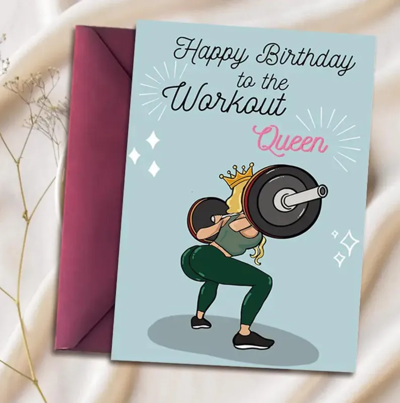 Fitness Queen Birthday Card – 1 Piece