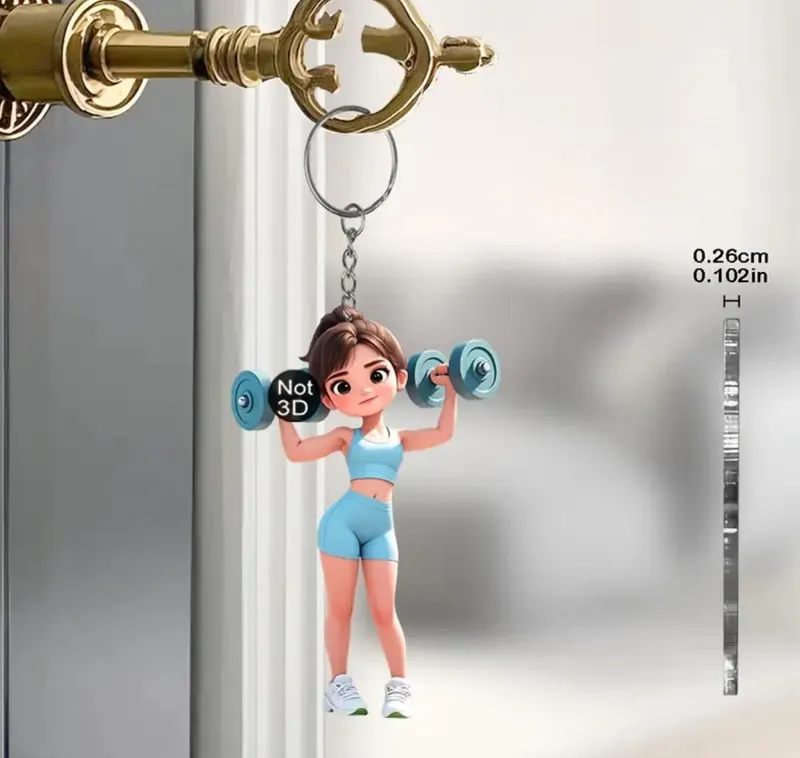 Gym keychain 05, 1 pc acrylic , 2D flat.