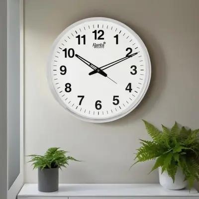 Wall clock , Analog 32 x 32 Cm , white