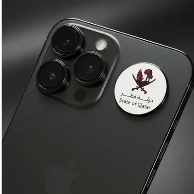 Qatar new Logo 3d in circle High Quality Metal Sticker For Mobile Phones & Laptops