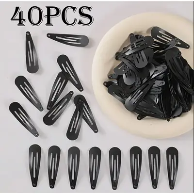 Teardrop Hair clips black for women 1x40 pcs