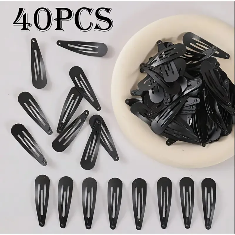 Teardrop Hair clips black for women 1x40 pcs