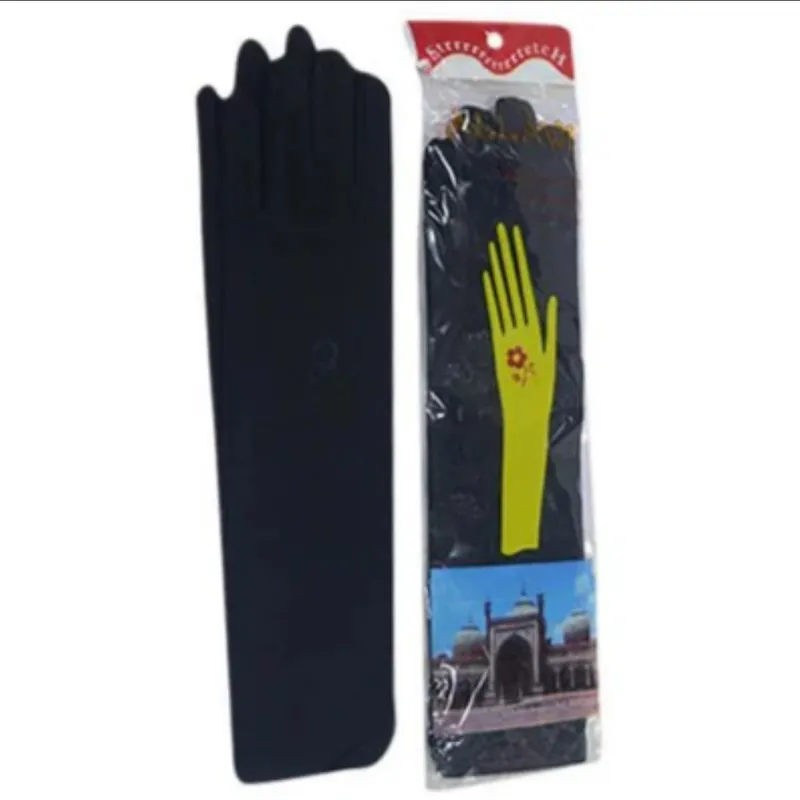Women abaya gloves free size , long black - 1 pair