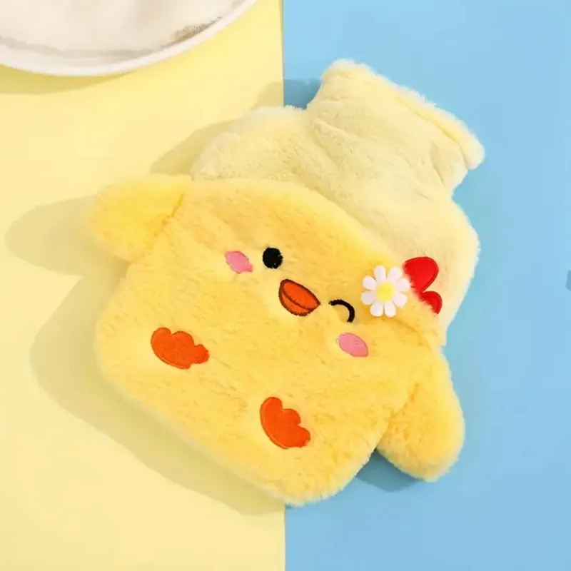 Cute hot water bottle with detachable cover , yellow
