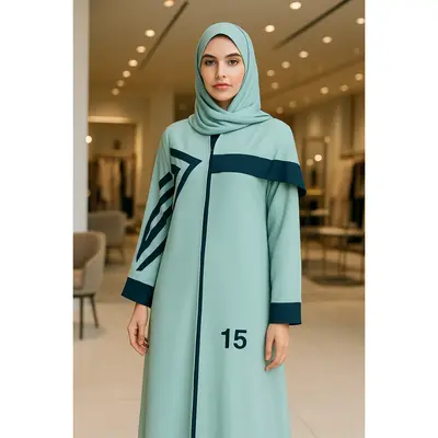 Colored Abaya, Lens Cost - Light Green Turquoise - 1515